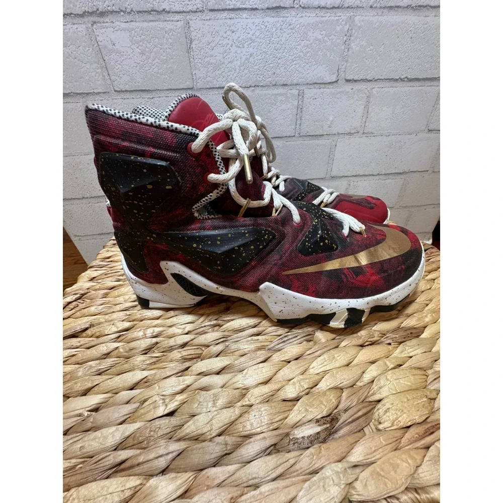 Nike LeBron 13 Nike ID‎ Red and Gold Mens 11